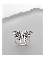 Butterfly Marcasite Ring In 92.5 Sterling Silver