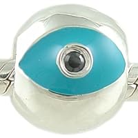 blue enamel and silver evil eye charm