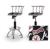 2 24"-29" Atlanta Braves Soft Seat Baseball MLB Chrome Adjustable Specialty / Custom Barstools Set
