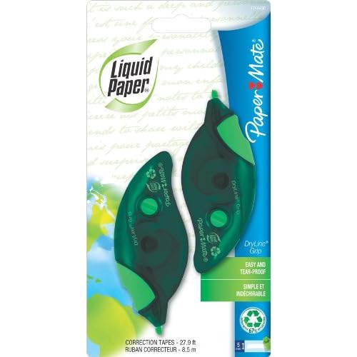 Liquid Paper Recycled DryLine Grip Correction Film, 2 Pack
