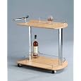 Chrome & Natural Finish Wood Serving Cart