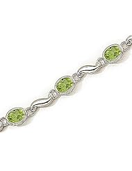 14kt Yellow Gold Oval Peridot and Diamond Bracelet