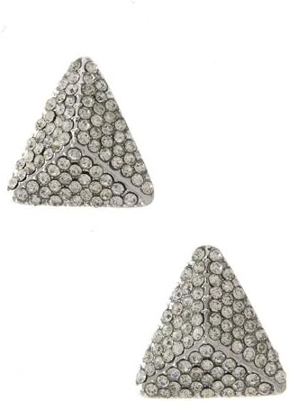 TRENDY FASHION JEWELRY GEOMETRIC TRIANGLE WITH STONE EARRING BY FASHION DESTINATION | (Silver)