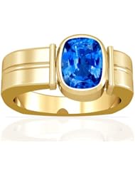 18K Yellow Gold Cushion Cut Blue Sapphire Solitaire Ring