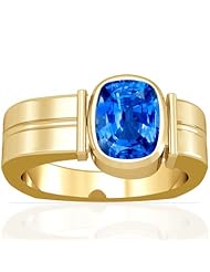 14K Yellow Gold Cushion Cut Blue Sapphire Solitaire Ring