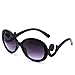 Top Plaza Women Sunglasses Retro Style, Butterfly Clouds Arms Semi-Transparent Round Vintage Sunglasses,Gentle Sunglasses, 4 Colors (Black Frame + Grey Gradient Lens)