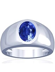 18K White Gold Oval Cut Blue Sapphire Solitaire Ring