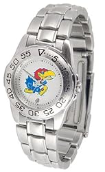 Kansas Jayhawks Suntime Ladies Sports Watch w/ Steel Band - NCAA College Athletics