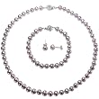 Lavender 6-7mm AAA Cultured Pearl Strand Choker Necklace 16", Bracelet (LS1R2) & AAAA Earrings (LS1B) Platinum Overlay CAREFREE Sterling Silver Set