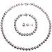 Lavender 6-7mm AAA Cultured Pearl Strand Platinum Overlay Sterling Silver Princess Necklace 18", Bracelet & Earrings Set