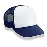 Retro Foam & Mesh Trucker Baseball Hat, Blue/ White