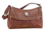 American West Lady Ranger Western Tooled Leather Zip-Top Hobo Bag