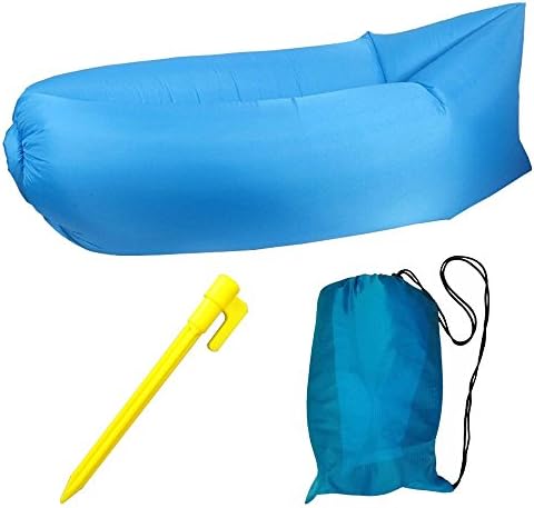 Lipptech Inflatable Lounger 210T Ripstop Nylon - A Banana and Air Lounger Perfect for Relaxing on those Lazy Sofa Days - Waterproof and Portable Ideal for Camping or the Garden (Blue)