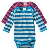 Organic Cotton L/S Vest, Blue Stripe, 12-18m, Green Baby