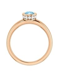10K Rose Gold 7.00x5.00mm Oval Cut Aquamarine and Diamond Ring -- LIFETIME WARRANTY