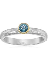 GURHAN "Skittle" Silver with High Karat Gold Accents Blue Topaz Ring, Size 6.5