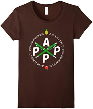 Women's Pen Pineapple Apple Pen - PPAP Funny Tshirt Small Brown