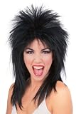 80s Punk Rocker Girl Black Spiked 1980s Halloween Costume Wig