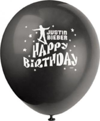 Justin Bieber Birthday Printed Latex Balloons - 8 Count