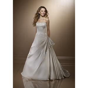 White Satin Wedding Gown with P