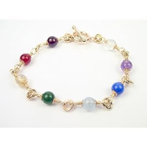 Chakra Bracelet: Gold Fancy Garnet, Carnelian, Citrine, Jade, Aquamarine,... by