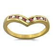9ct Yellow Gold Ladies Wishbone Ring Set with Ruby and 10pts of Diamonds Size...