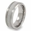 Brushed and Polished Tungsten Carbide Ring with Grey Carbon Fiber Inlay (8.0mm) - Sizes 8-13