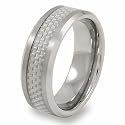 Polished Tungsten Carbide Ring with Grey Carbon Fiber Inlay (8.0mm) - Sizes 8 - 13