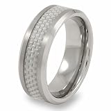 Brushed and Polished Tungsten Carbide Ring with Grey Carbon Fiber Inlay (8.0 mm) - Sizes 8-13