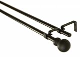 BCL Drapery Hardware, Classic Ball Double Curtain Rod, Black Finish, 48-inch to 86-inch