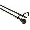 Classic Ball Double Curtain Rod in Black Size: 86" - 120"