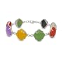 Sterling Silver Multi-Color Jade Cushion Shape Linked Bracelet 7.5"