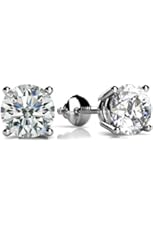 2.00 ct Size Round Cut Cubic Zirconia Stud Earrings in Screw Back