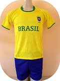 BRASIL SOCCER KIDS SET UNIFORM JERSEY & SHORT. SIZE 4 NEW