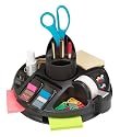 3M Desk Organizer, Rotary-Style, Built-in Tape Dispenser, Base Spins, Black