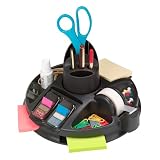 3MDeskOrganizer,Rotary-Style,Built-inTapeDispenser,BaseSpins,Black