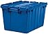 Akro-Mils 39120 Plastic Storage and Distribution Container Tote with Hinged Lid, 21.5-Inch L by 15-Inch W by 12.5-Inch H, Blue, Case of 6