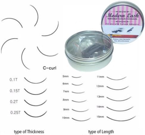 Modern Lash EyeLash Extensions C - Curl Lashes .15mm Thick 0.5 gram Choose Length (10mm Long)