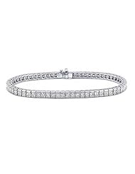 7.00 ct Ladys Princess Cut Diamond Tennis Bracelet In 14 Karat White Gold