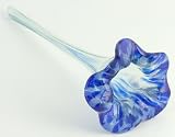Blue Hand Blown Glass Hummingbird/Butterfly Feeder with Wrought Iron Garden Stake