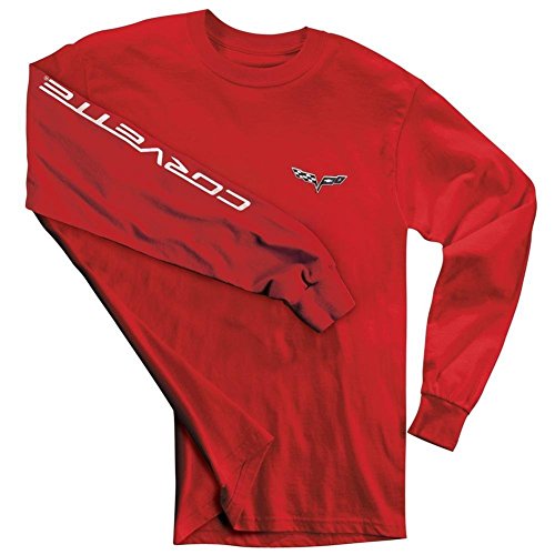 Corvette T-Shirt - C6 Logo w/Corvette Script on Sleeve - Red