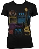 Rock Band Tool Box Juniors Music T-shirt, Guitar, Amps, Speakers, Microphone Liquid Blue Design Juniors Shirt