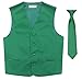 BOY'S Dress Vest & NeckTie Solid EMERALD GREEN Color Neck Tie Set