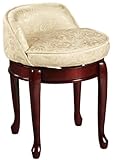 IMAGE OF Delmar Low Back Swivel Vanity Stool, LOW BACK, IVORY DAMASK
