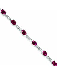 8.7 Carat 14K White Gold Diamond and Ruby Bracelet