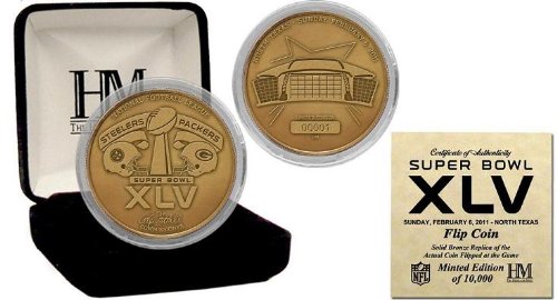 Pittsburgh Steelers vs Green Bay Packers Super Bowl XLV 45 Official Bronze Coin