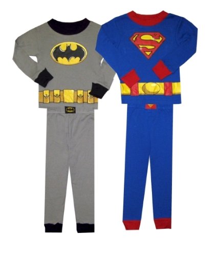 Superman / Batman 2 for 1 Long Sleeve Cotton Pajamas for boys