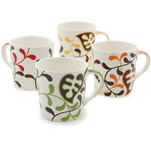 Hues&Brews 18-Ounce Mugs, Set of 4, White