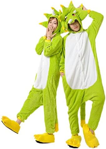 Man and Woman New Neutral Winter Flannel Pajamas Lovely Monster Cartoon Animal Lovers One-piece Homecoat (M)