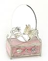 Chrome Wire & Glass Butterfly Design Plus Oval Mirror Pink Jewellery Box 14319